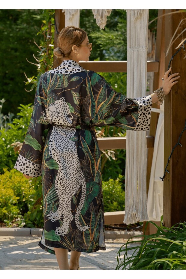Plaj Elbisesi - Kaplan Desen Kimono - 6
