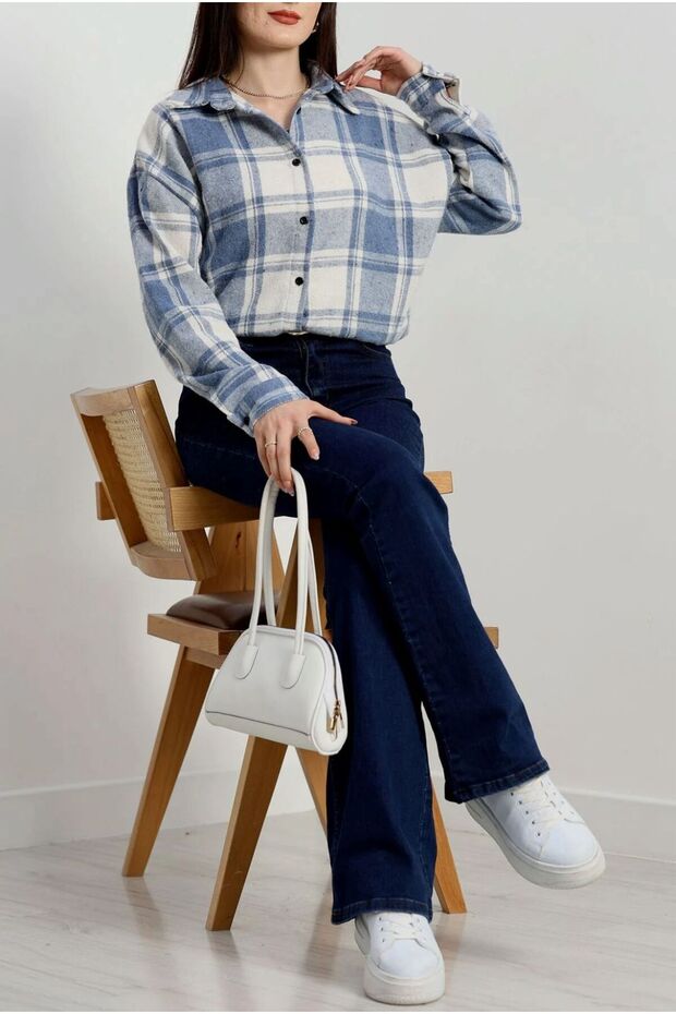 MAVİ BEYAZ ODUNCU GÖMLEK - 6