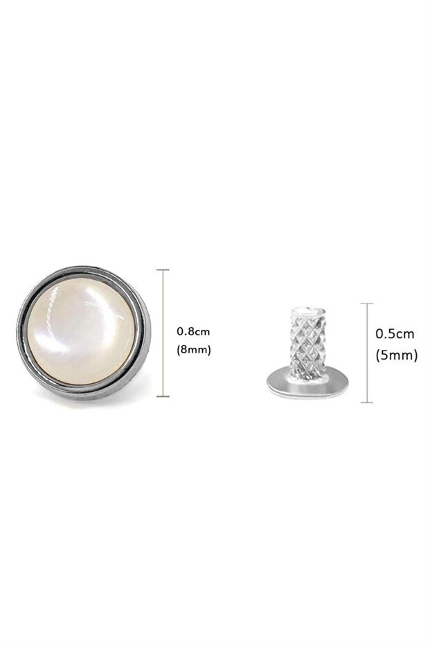 20 Adet Yarım Yuvarlak 8mm İnci Çakma Rivet - 2