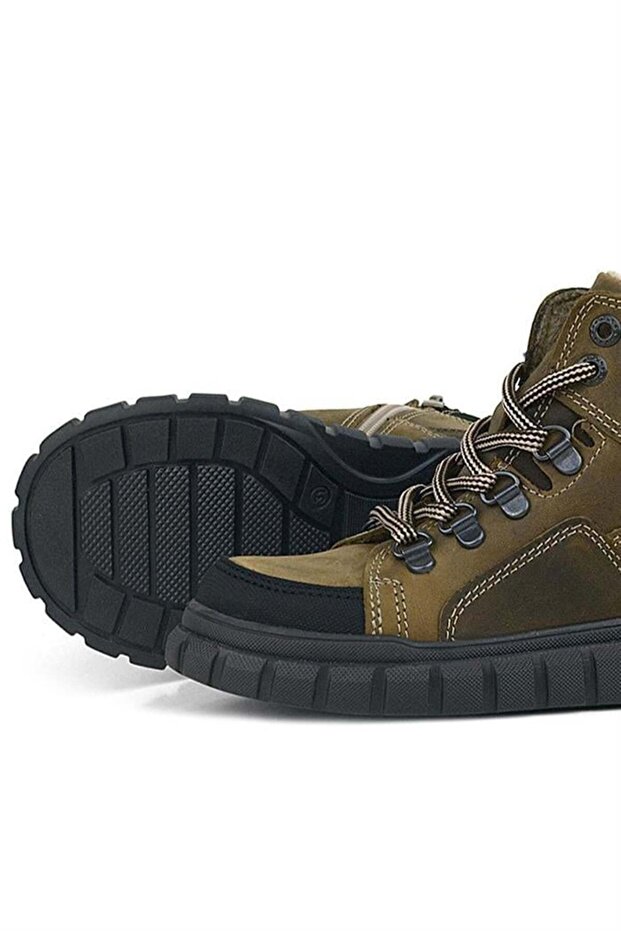 Hakiki Deri Kum Rengi Fermuarlı Erkek Çocuk Bot - 8