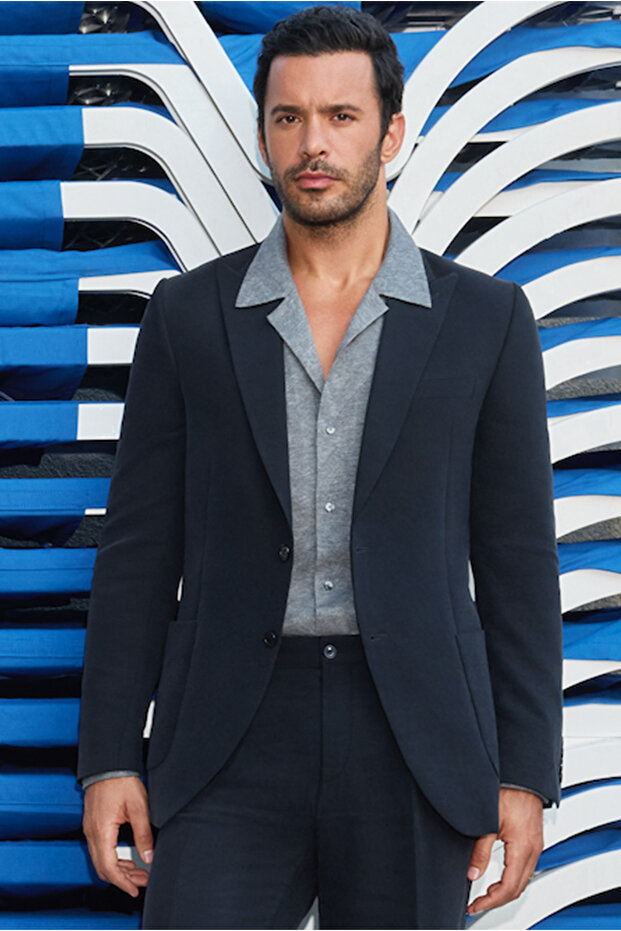 Regular Fit Sivri Yaka Modal/Polyester Ceket - 1