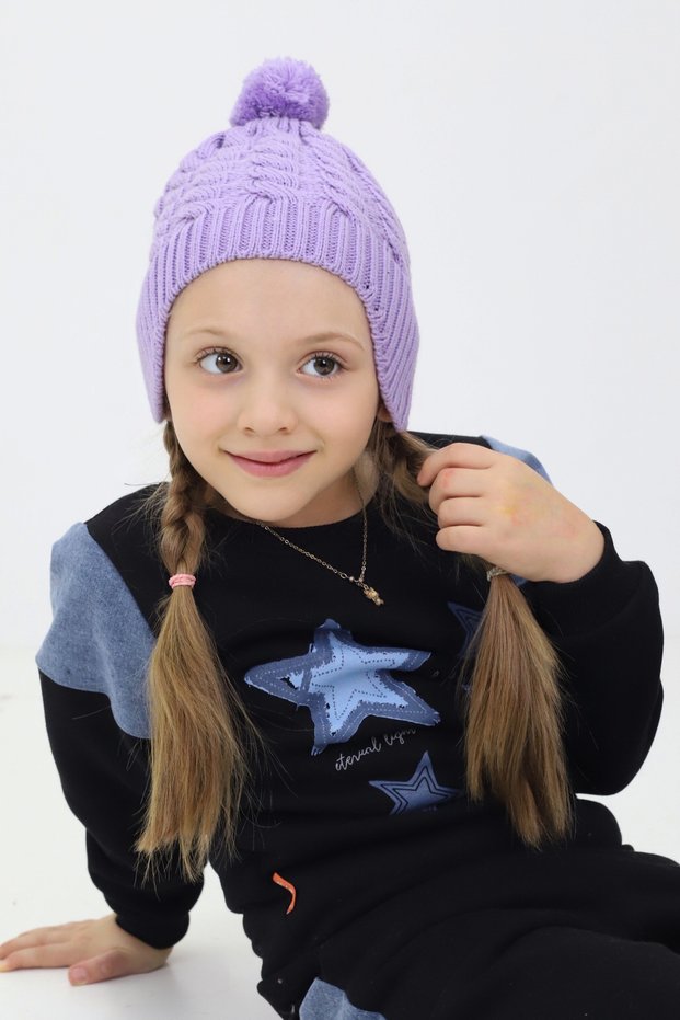 Minima Baby Pompom Knitted Beanie – Ear Covering, Soft and Warm Winter Hat