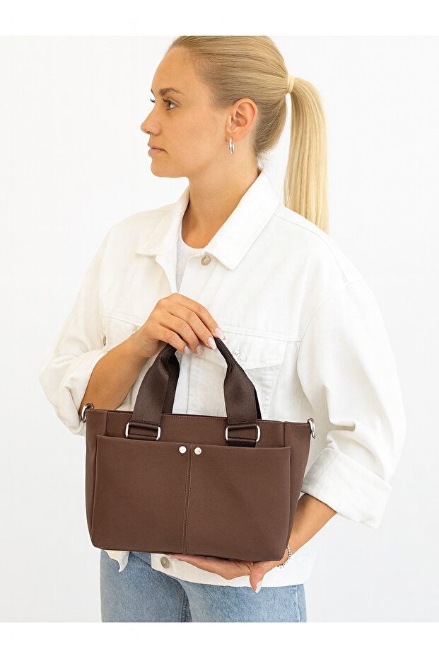 Stylish Quality Medium Size Soft Leather Multi-Pocket Hand and Shoulder Bag. Boy 21 cm Width 33 cm