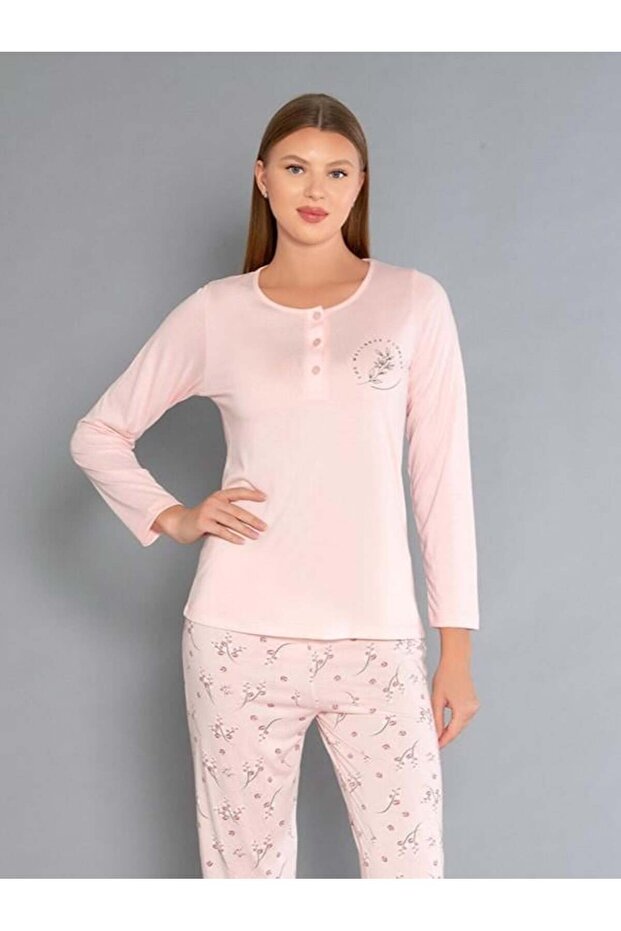 Long Sleeve Plaid Pajama Set - Summer Floral Pattern Soft Milan Fabric - 59-02 (M, L, Xl, X