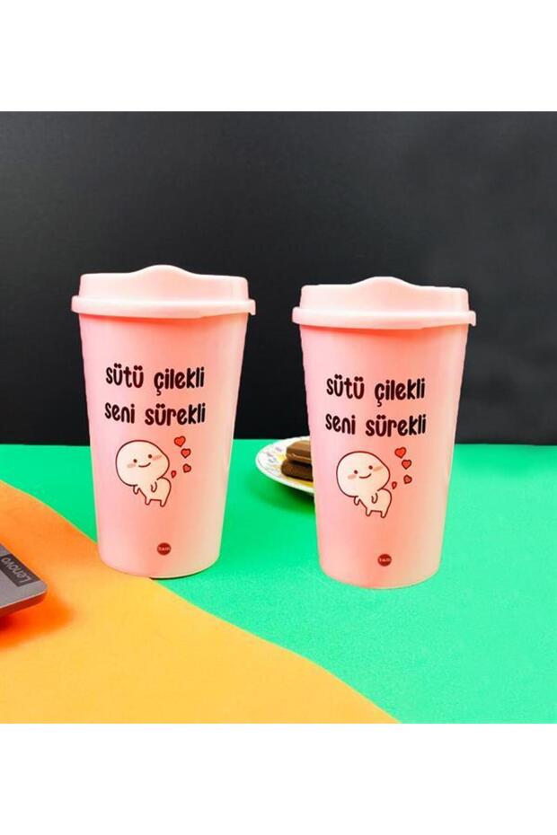 4 قطع من أكواب القهوة البلاستيكية بتصميم شعار