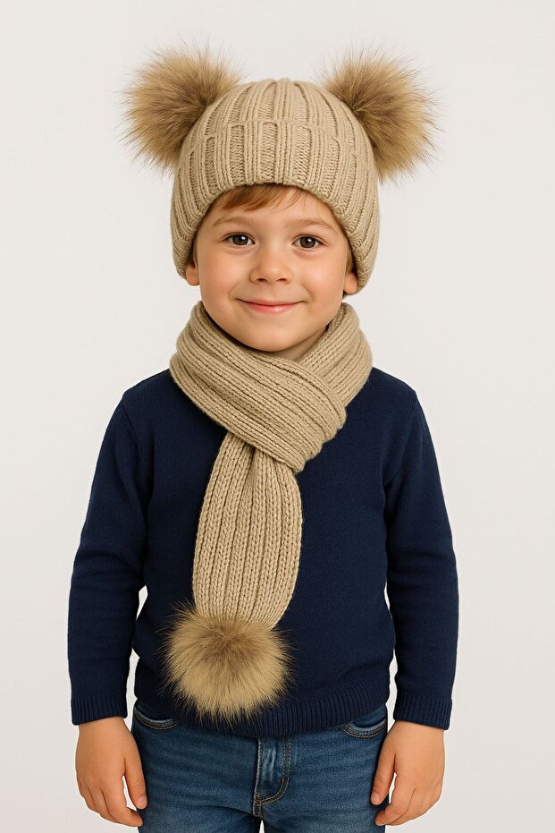 Triko Atkı Bere Set - 2