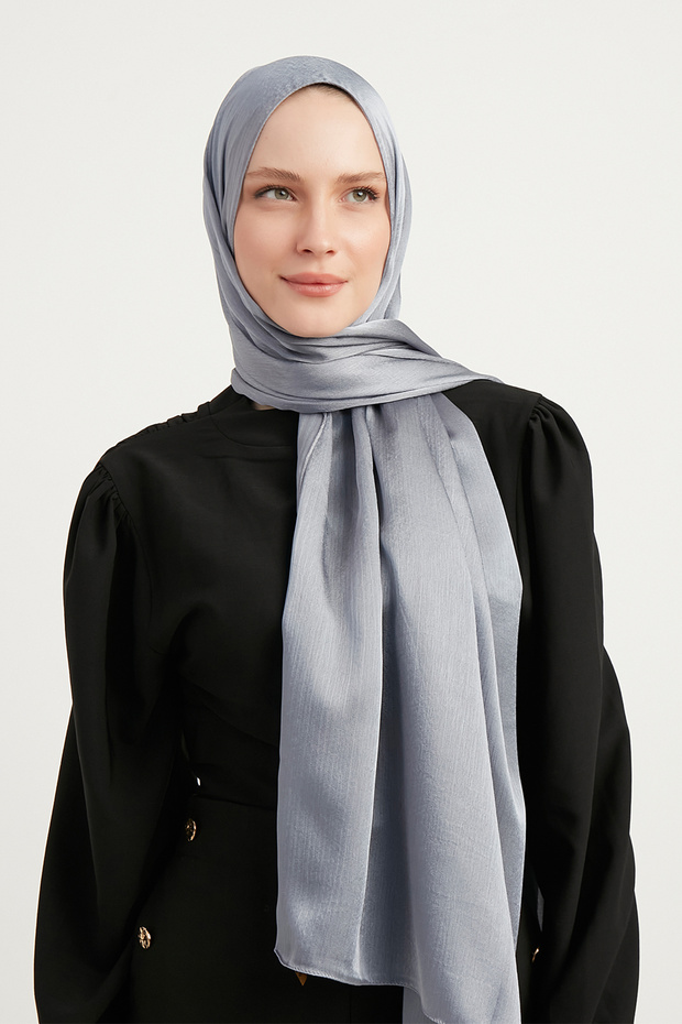 Hijab Women's Janjan-Janjanlı Crinkle Evening Dress Shawl-Lighter Stone- 70X190Cm