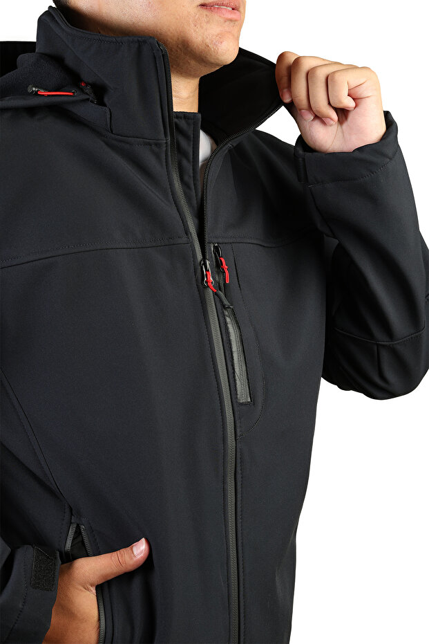 Kapüşonlu Shoftshell Mont - 4