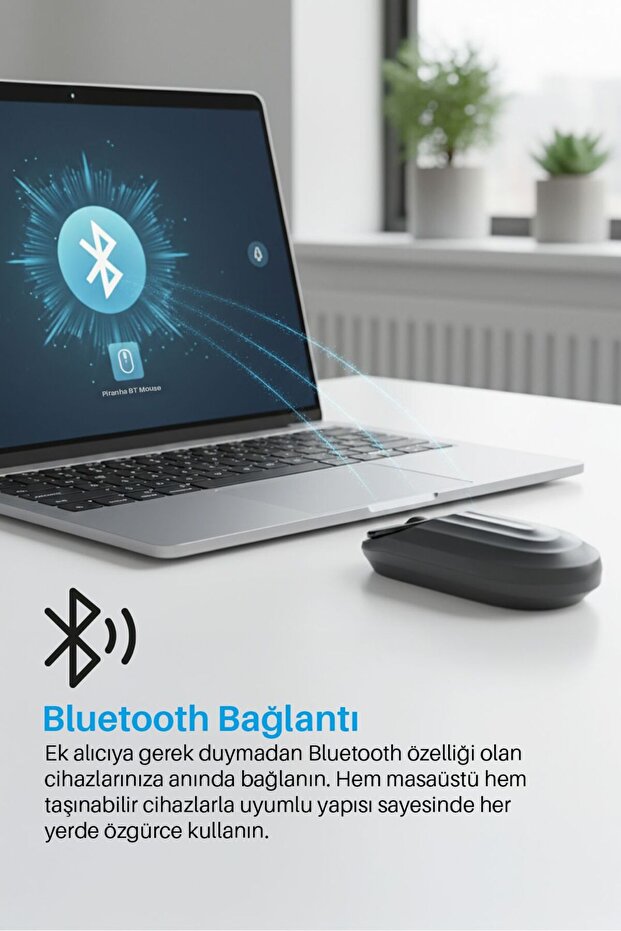 7657 Bluetooth + 2.4 Ghz Şarj Edilebilir Sessiz Tuşlu Kablosuz Mouse - 7