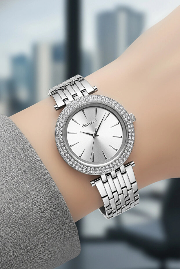 Women's Wristwatch with Special Stone Case and Stone Bracelet as a Gift