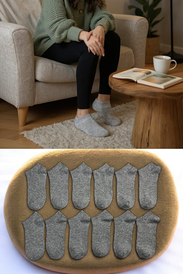 Women's and Men's 10-Piece Cotton Piece Plain Gray Booties Socks Set Comfortable and Breathable