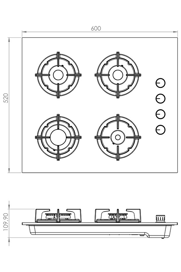 Plus Antrasit Cam Ankastre Ocak KO-40 TAHDF - 3