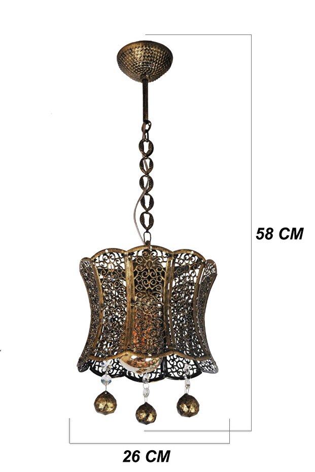 Sarkıt Tekli Modern Avize Milano Tekli Kt Siyah Sarı Patine Avize Metal Avize - 5