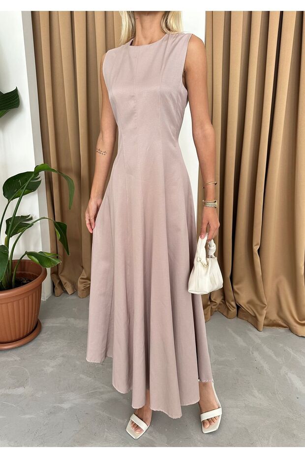 Kék ujjatlan hercegnő modell hosszú ruha - 1