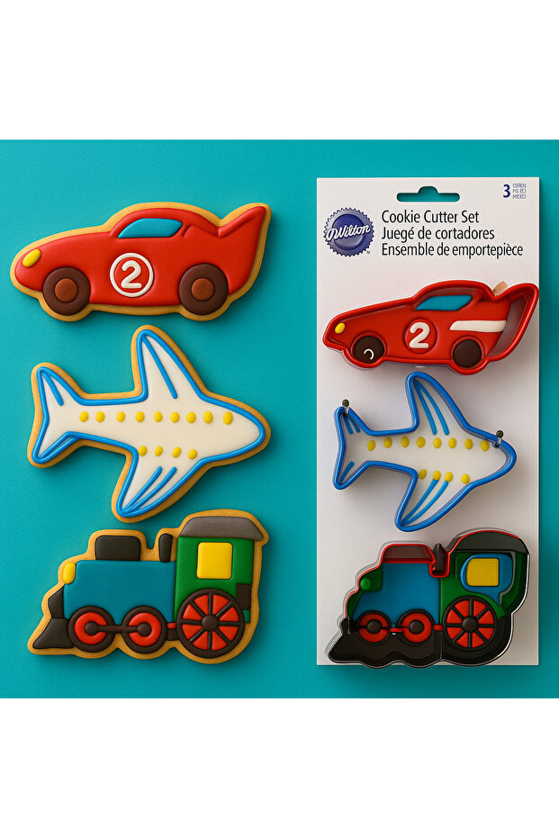 Cookie Mold Set of 3 with Airplane Theme Cutter