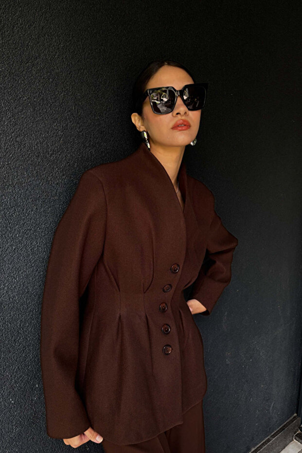 Brown Buttoned Stamp Jacket - 1