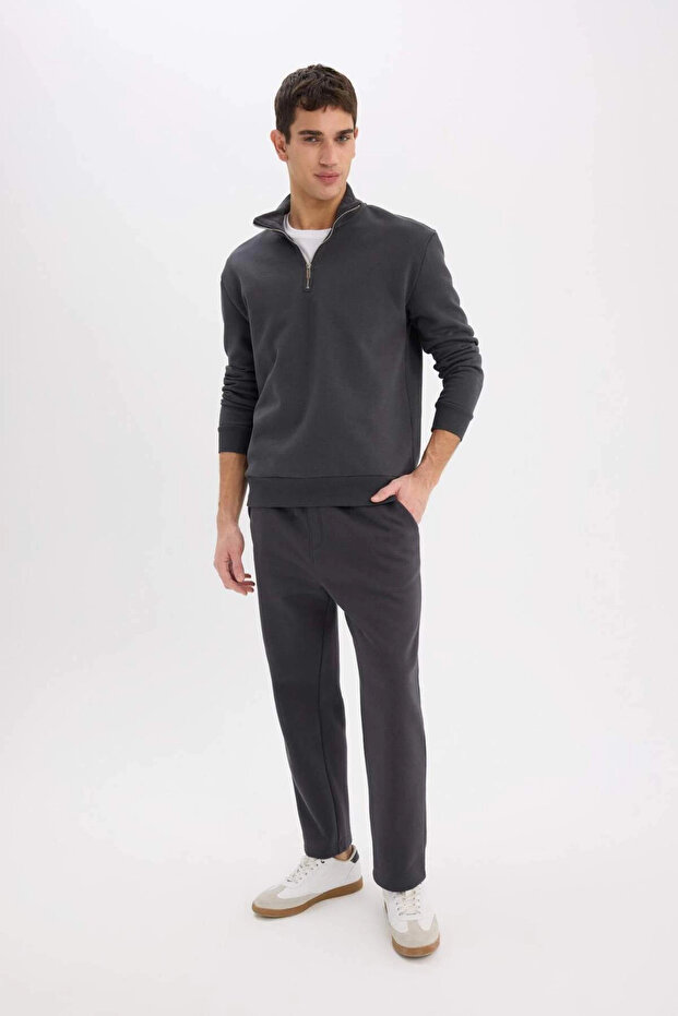 Regular Fit Eşofman Altı İçi Polarlı Basic Düz Cepli Beli Bağcıklı Düz Paça D7836AX25SP - 2