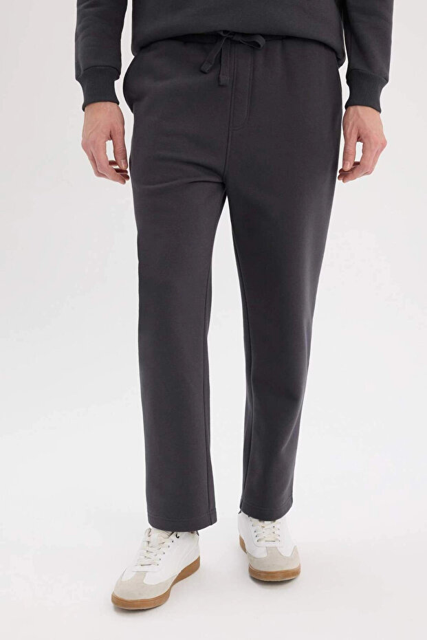Regular Fit Eşofman Altı İçi Polarlı Basic Düz Cepli Beli Bağcıklı Düz Paça D7836AX25SP - 4