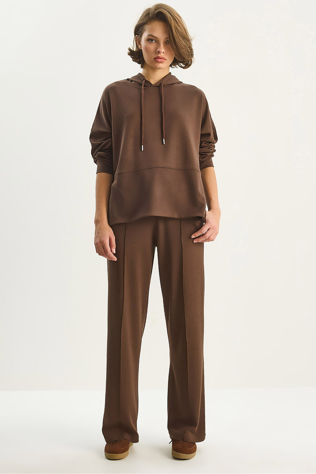 Women's Bitter Coffee Hoodie Straight Cut Pants Relaxed Modal Set 2130 60283623