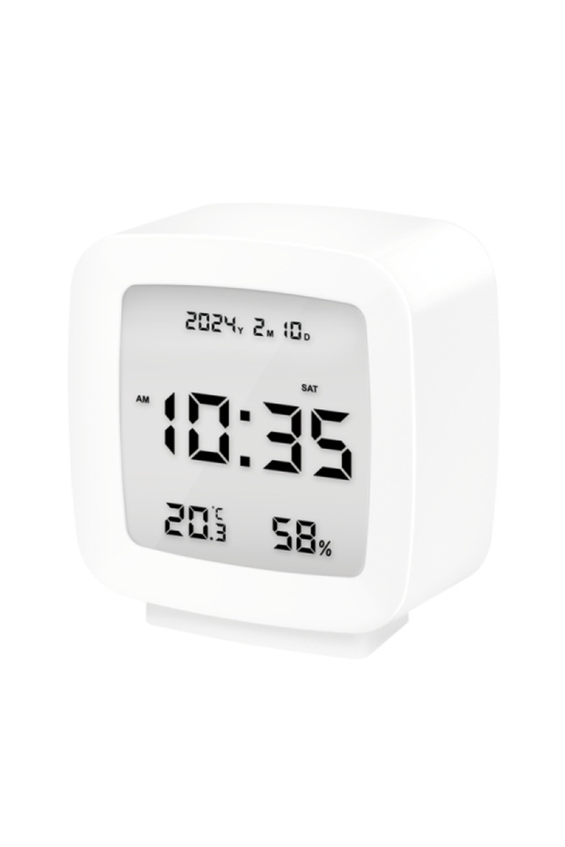 Digital clock, multifunctional, compact, portable, with 3 x AAA batteries, temperature and humidity - 1