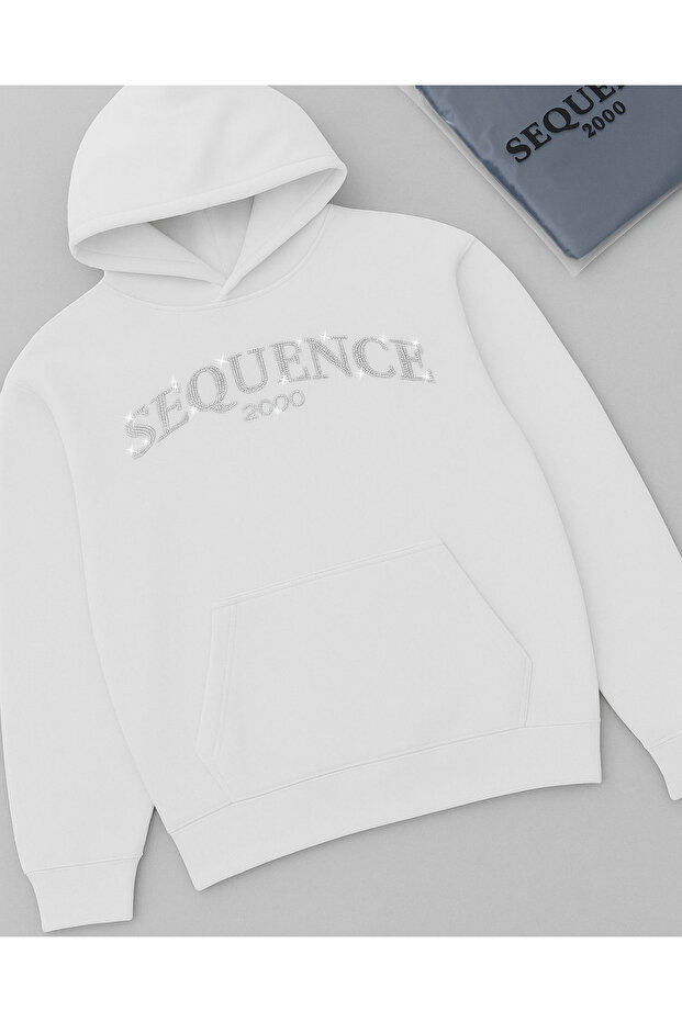 Sequence 2000 Glitter Stone Printed Unisex Oversize Hoodie