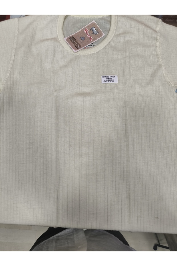 قميص داخلي نصف كم مصنوع من الصوف بنسبة 100% - 1