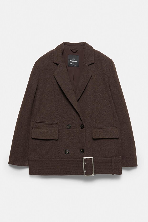 Kısa kuşaklı kaşe kaban - 8