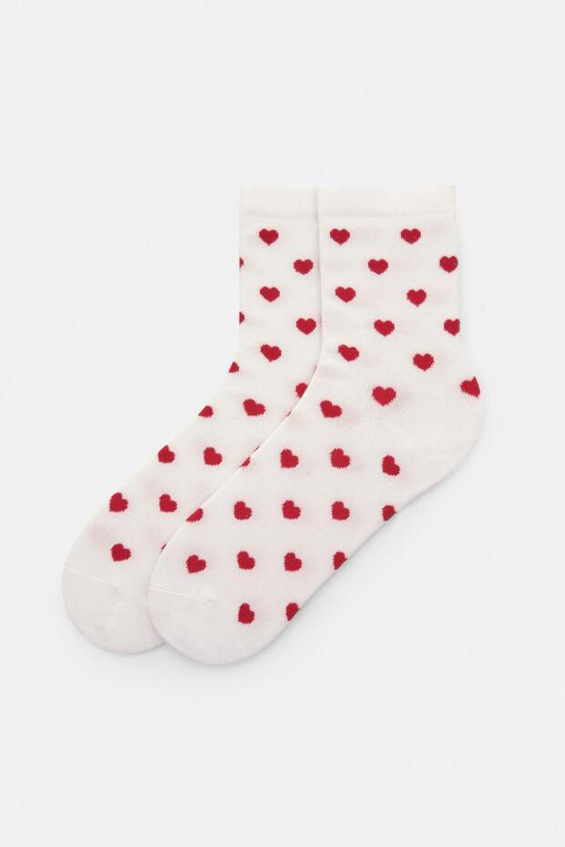 Kalp desenli çorap - 2