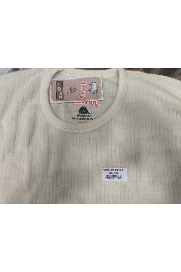 قميص داخلي نصف كم مصنوع من الصوف بنسبة 100% - 2