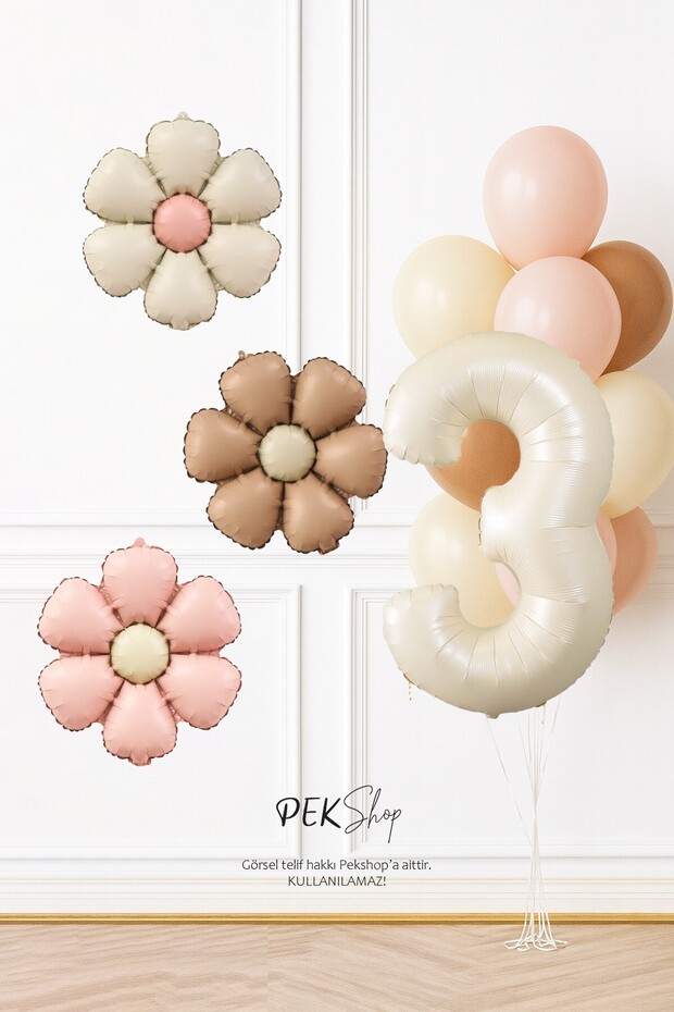 Bohemian Daisy Theme Birthday Balloon Set Retro Balloon Set with Bohemian Daisies and Age Balloons