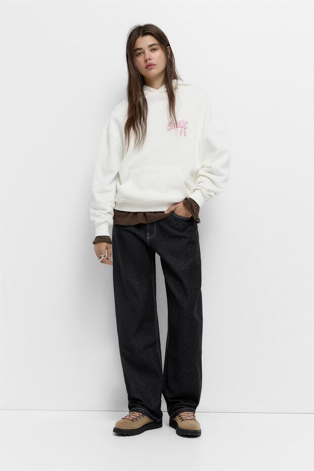 Fiyonk grafikli kapüşonlu sweatshirt - 3