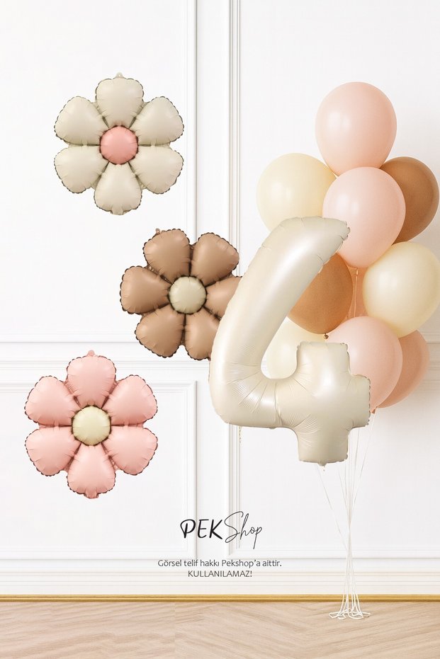 Bohemian Daisy Theme Birthday Balloon Set Retro Balloon Set with Bohemian Daisies and Age Balloons