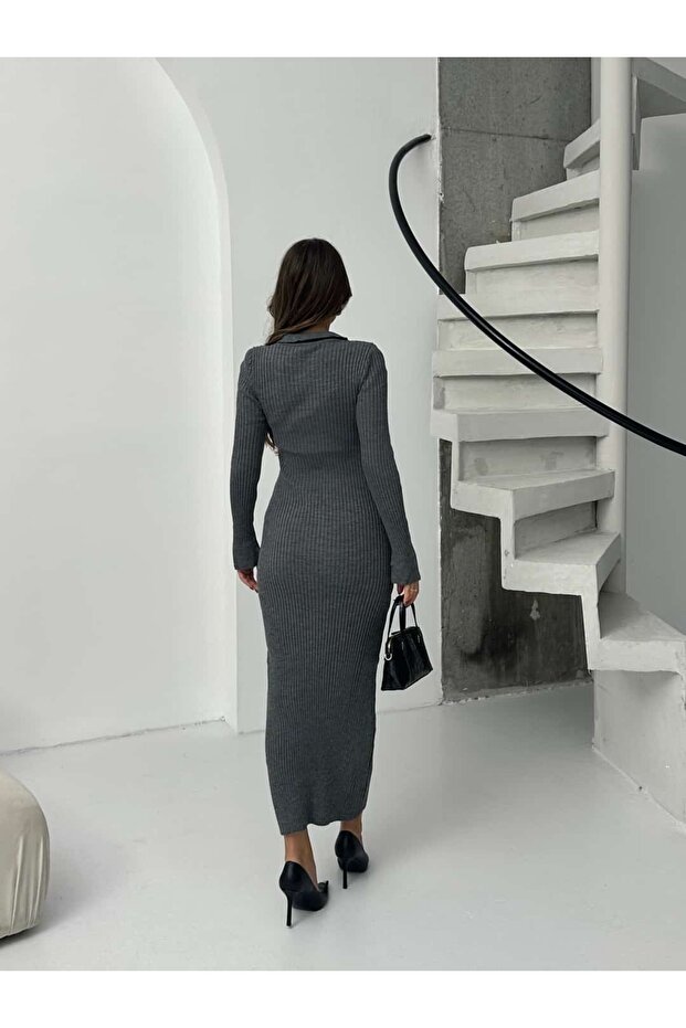 Maxi Triko Elbise - 7