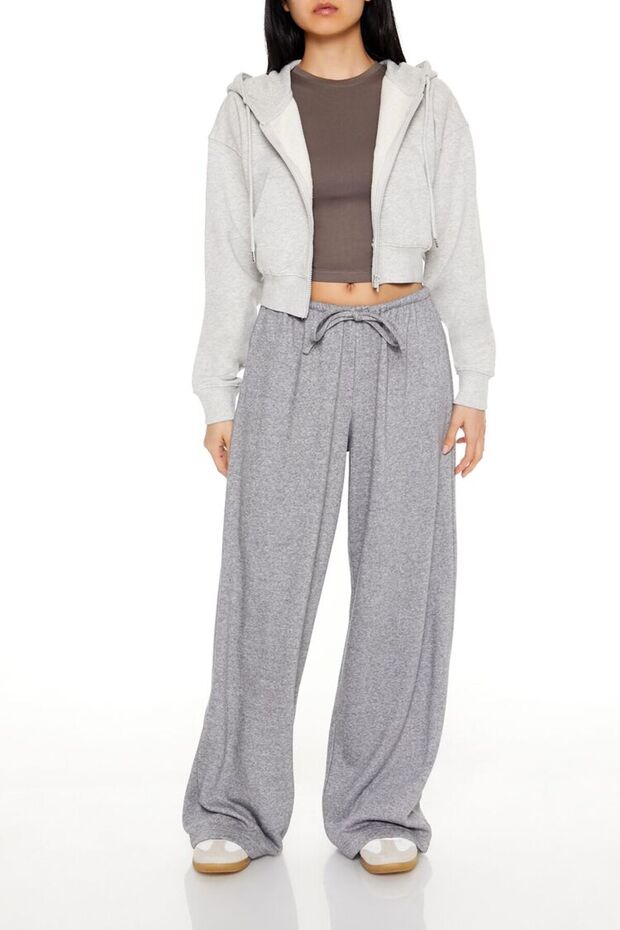 French Terry Crop Kapüşonlu Sweatshirt - 4