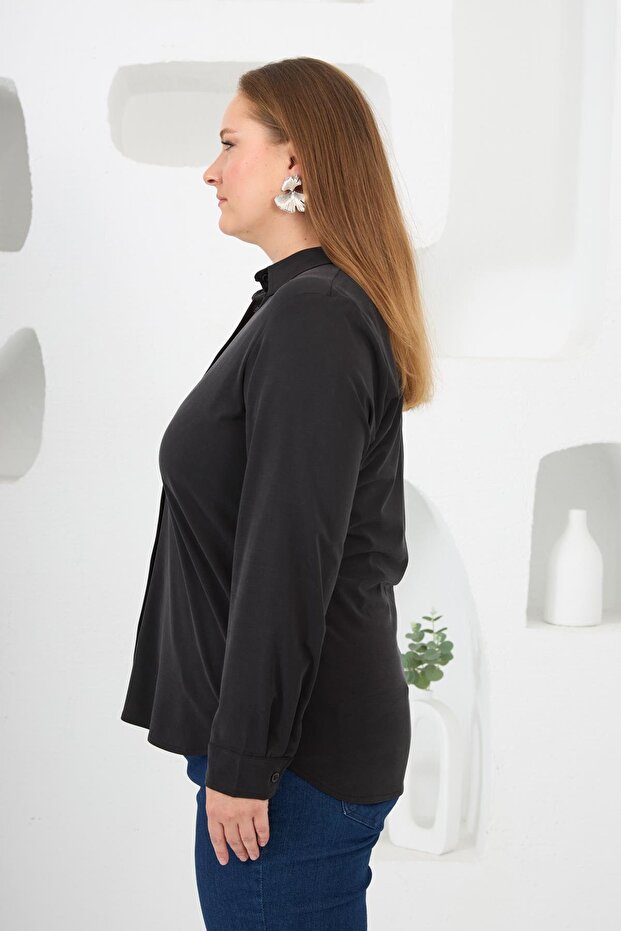 قميص بلون سادة مقاس كبير - 2