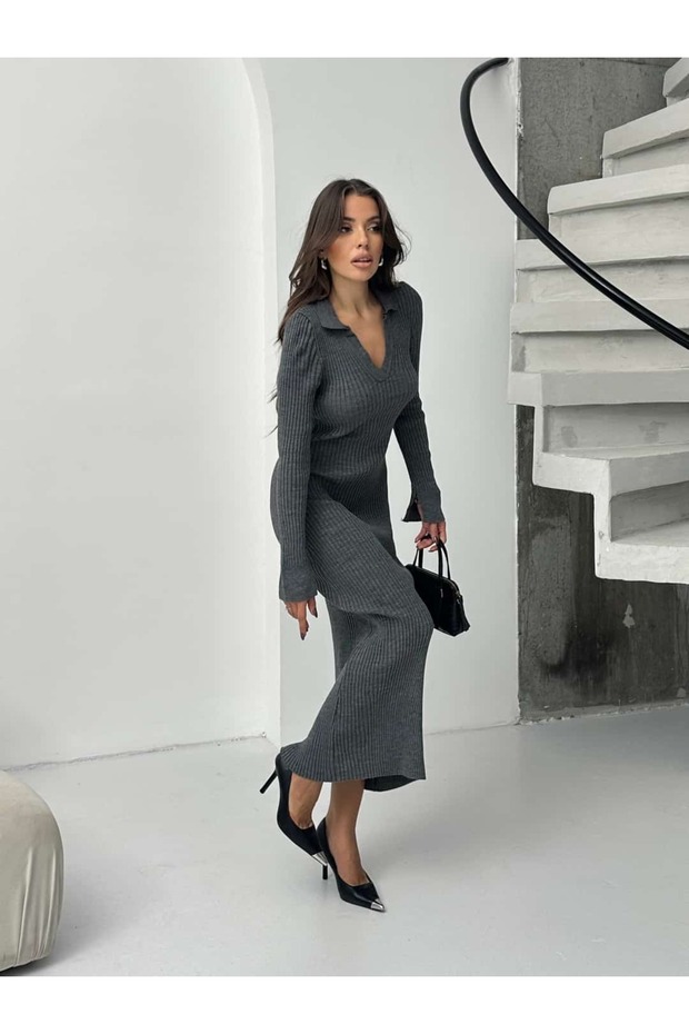 Maxi Triko Elbise - 4