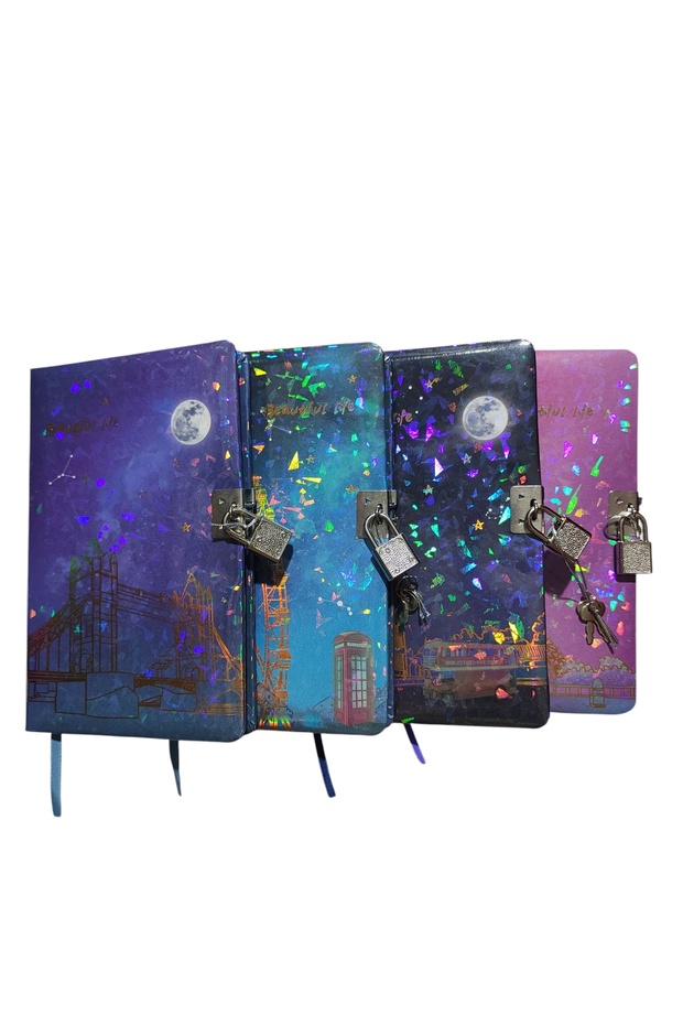 دفتر تذكاري لليالي النجمية (يوميات) دفتر ملاحظات مع قفل 80 ورقة - باريس ايفل - 5
