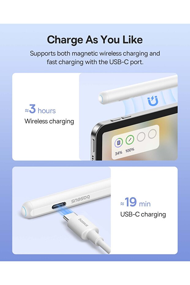 Active Stylus Smooth Writing 2 Serisi Kablosuz ve Kablolu şarj özellikli Tablet Kalemi - 7