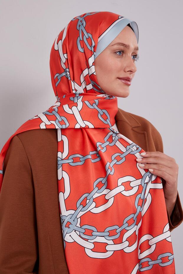 Orange Chain Twill Shawl