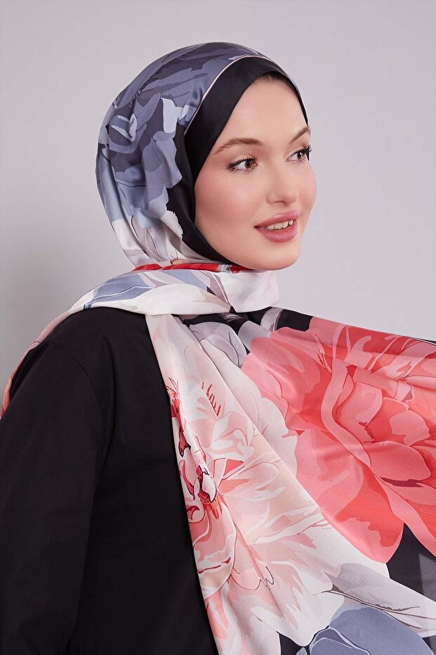 Yavruağzı Lotus Desen Hint İpeği Şal - 1