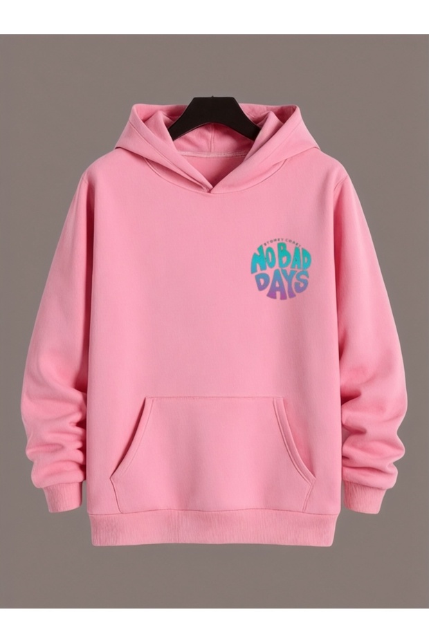Unisex No Bad Days Colorful Custom Printed Cotton Oversize Hooded Sweatshirt