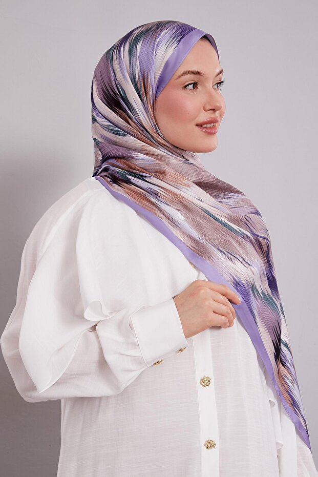 Lilac Variegated Pattern Twill Shawl - 2