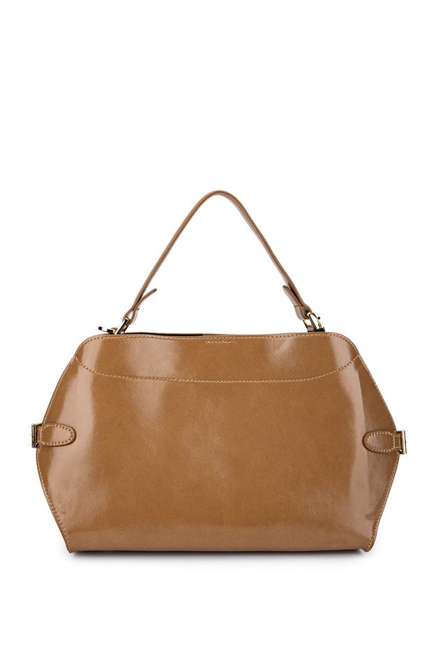Women's Faux Leather Taupe Shoulder Bag
