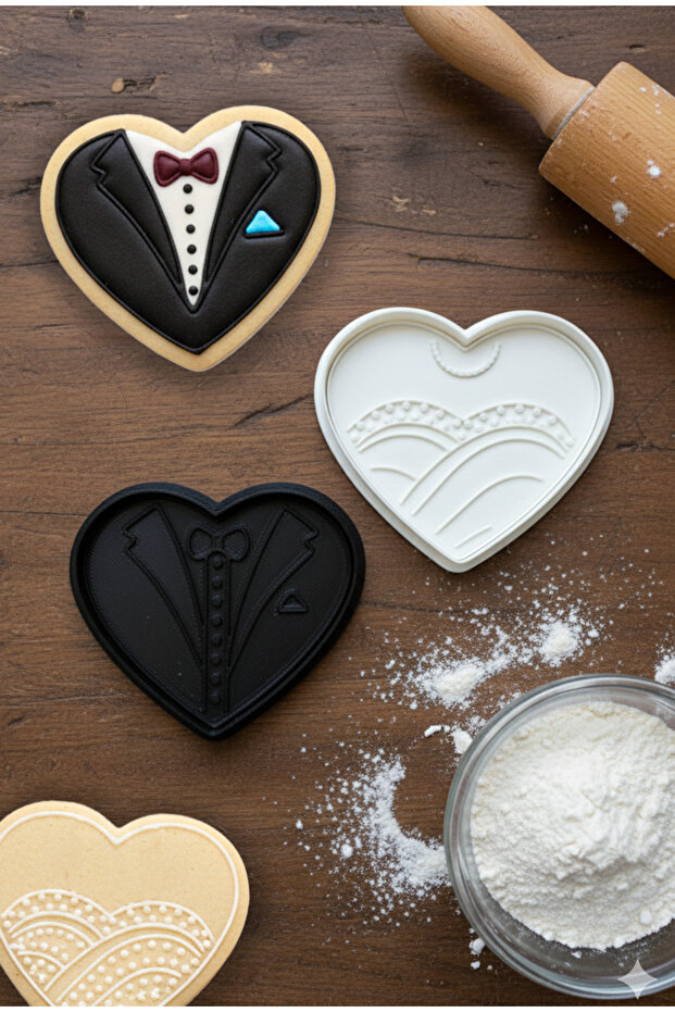 Wedding Dress - Groom's Suit Themed Cookie Mold Set of 2