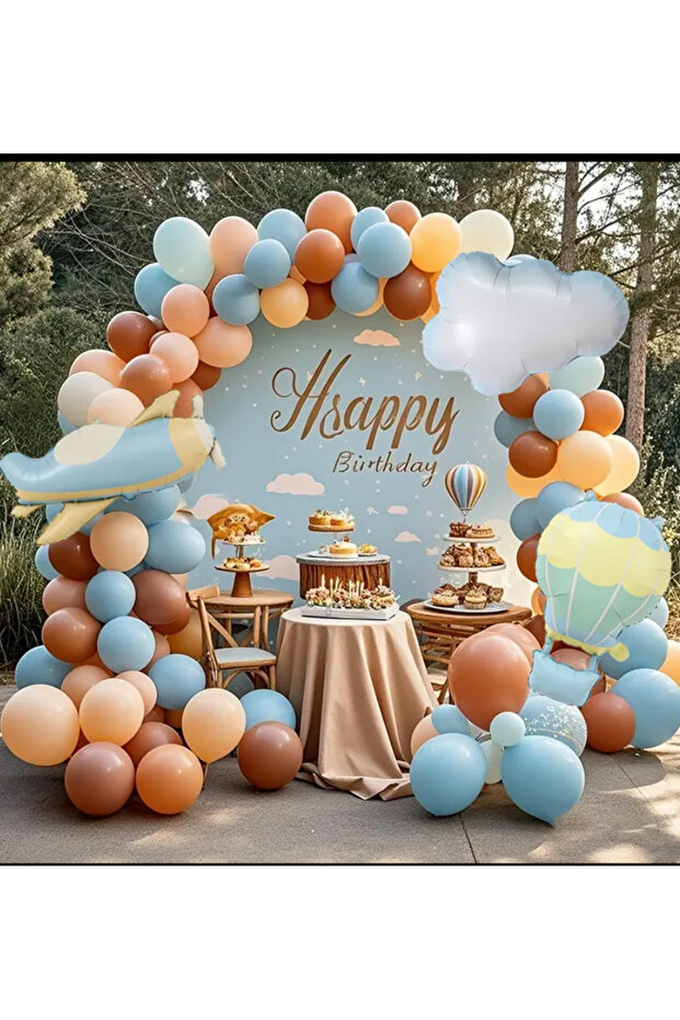 Milk Coffee Caramel Blue Balloon Chain Set of 100