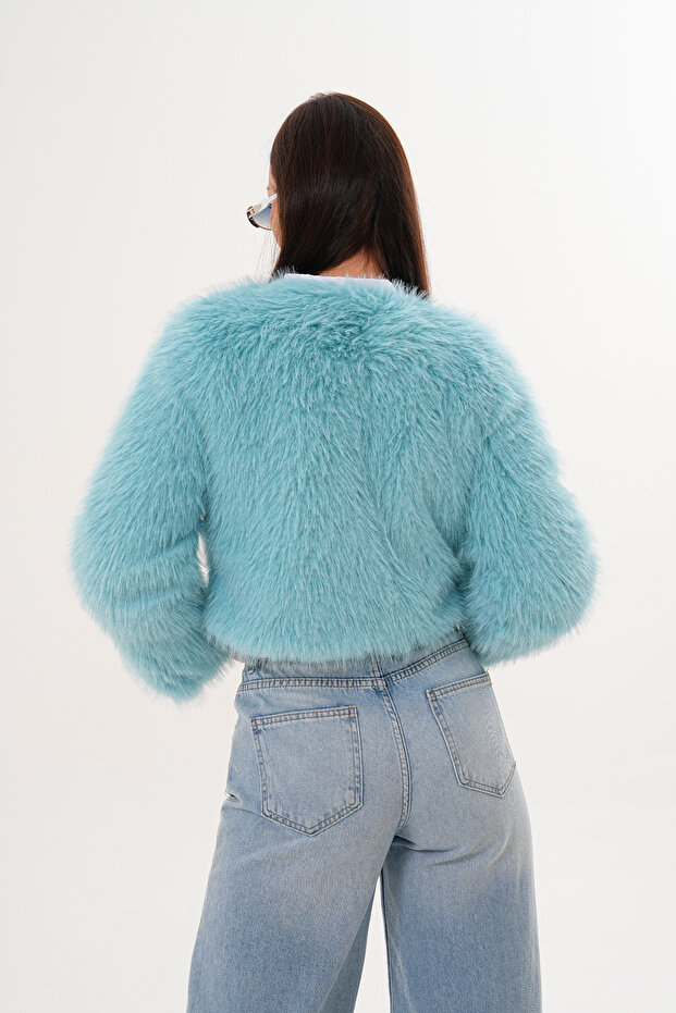 Crop Boy Basic Collar Feather Jacket - 6