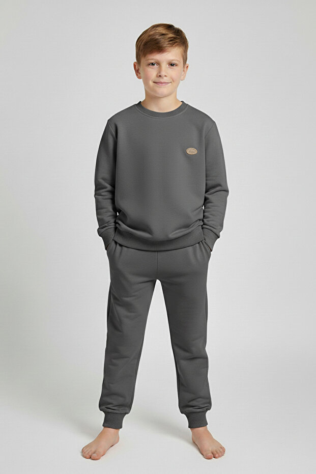 Bisiklet Yaka Erkek Çocuk Eşofman Takımı - 16004 - 1