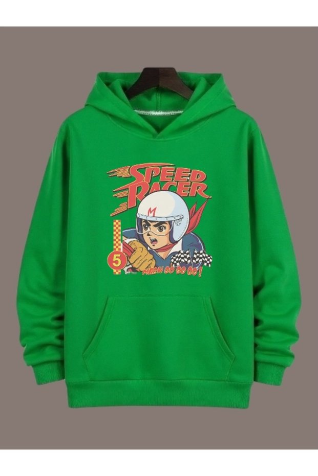 Unisex Speed Racer Colorful Custom Printed Cotton Oversize Hooded Sweatshirt