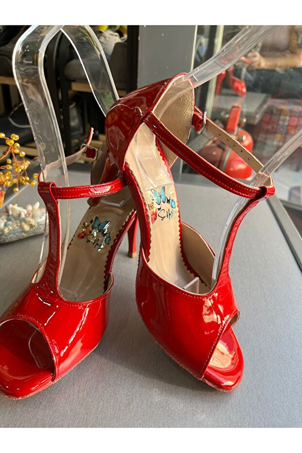 T MODEL KIRMIZI RUGAN 8,5 CM 13 PONT TANGO, DANS VE SALON AYAKKABISI - 1