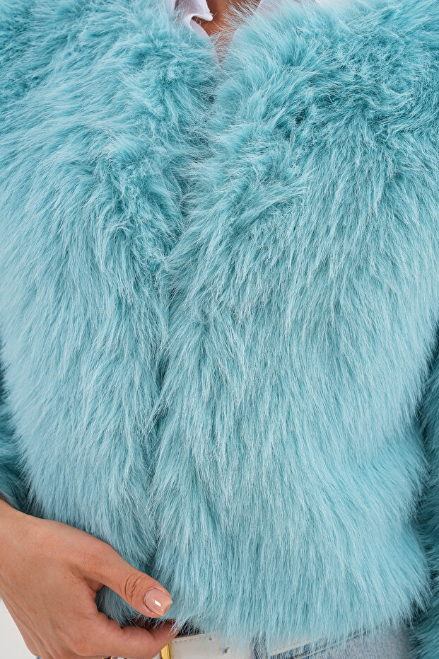 Crop Boy Basic Collar Feather Jacket - 8